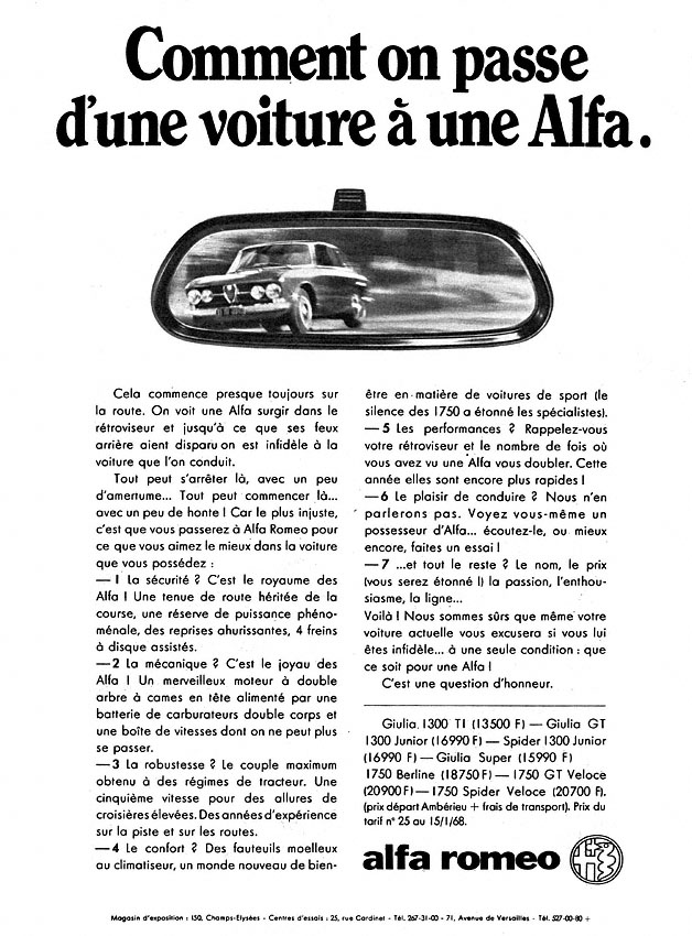 Publicité Alfa Romeo 1968