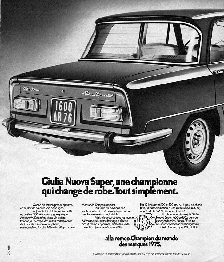 Publicité Alfa Romeo 1976