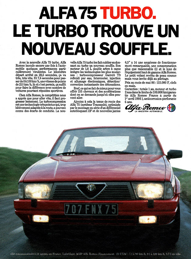 Publicité Alfa Romeo 1986