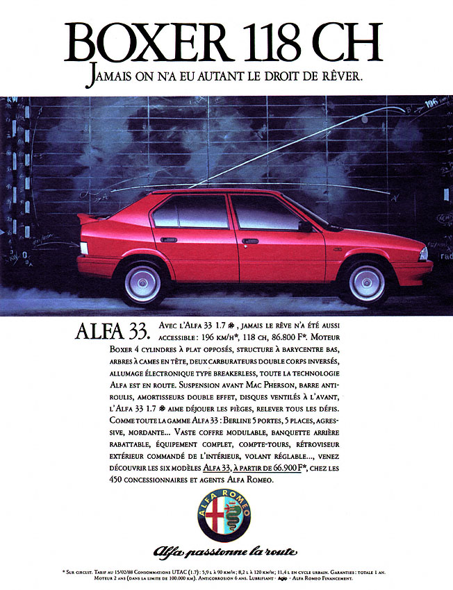 Publicité Alfa Romeo 1988