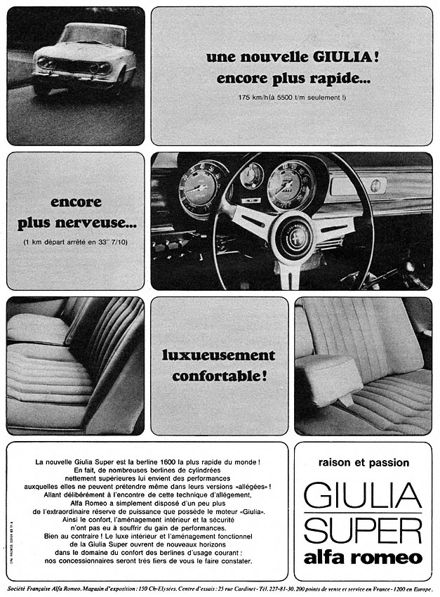 Publicité Alfa Romeo 1965