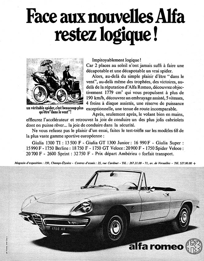 Publicité Alfa Romeo 1968