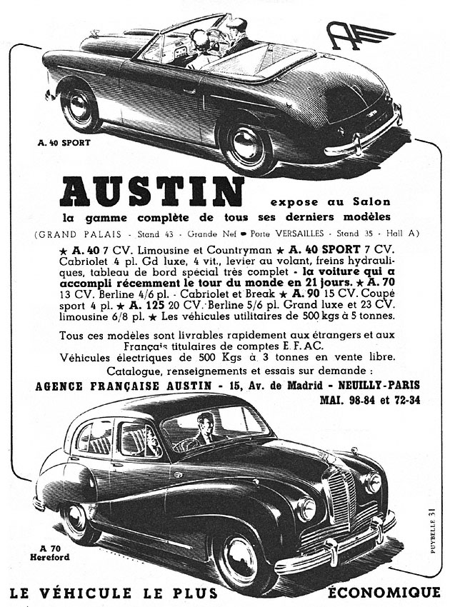 Publicité Austin 1951