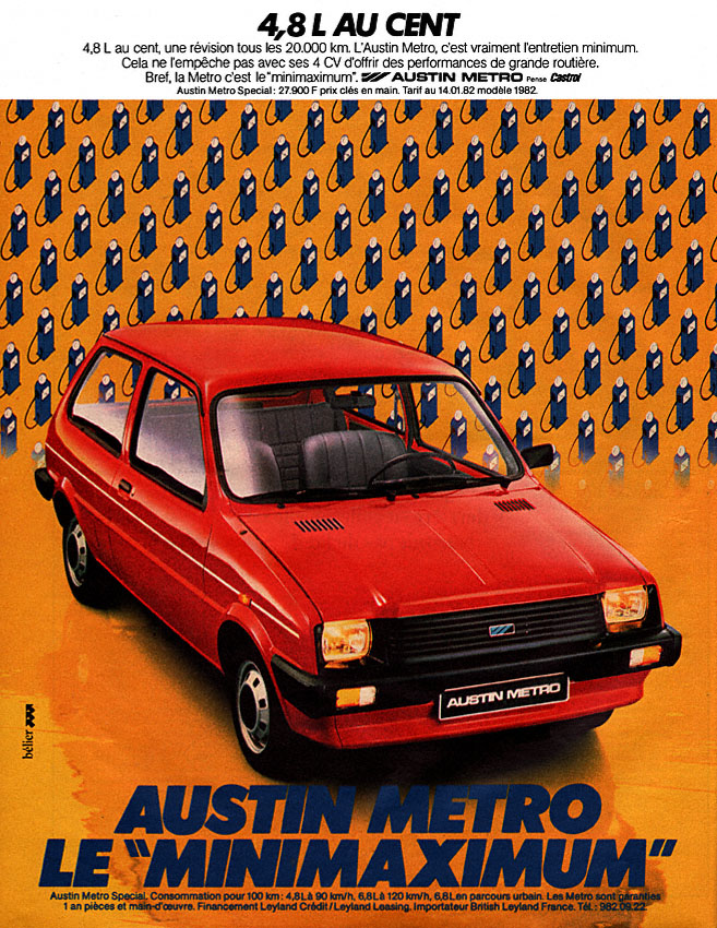 Publicité Austin 1982