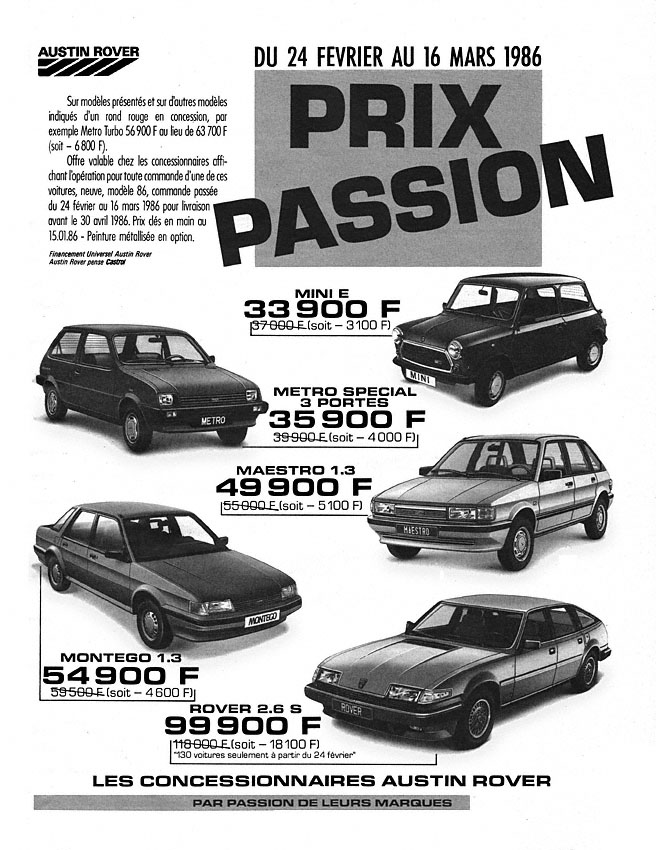 Publicité Austin 1986