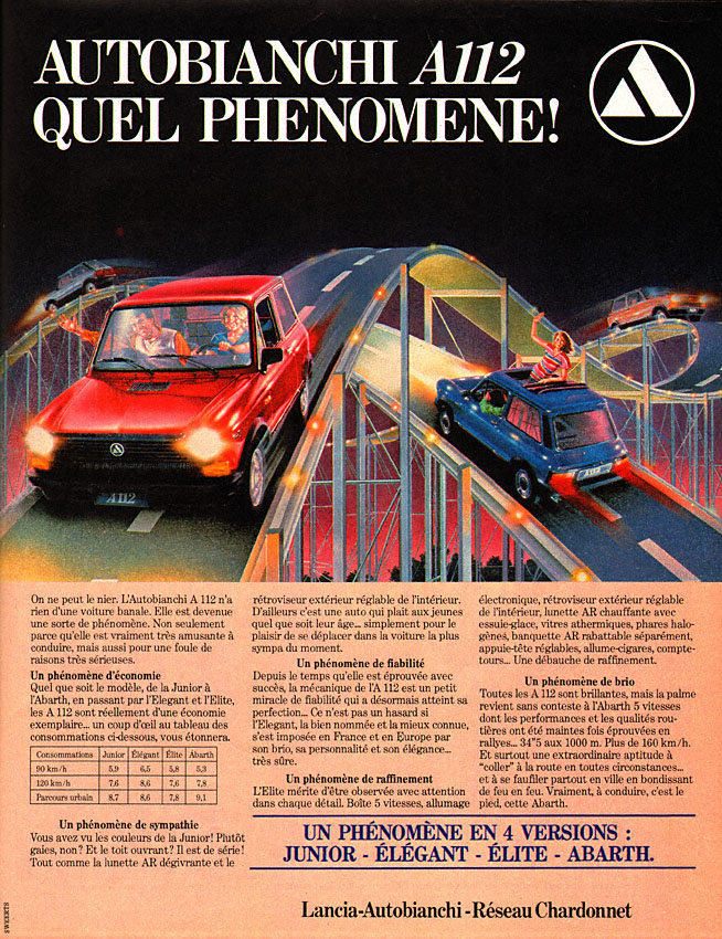 Publicité Autobianchi 1980