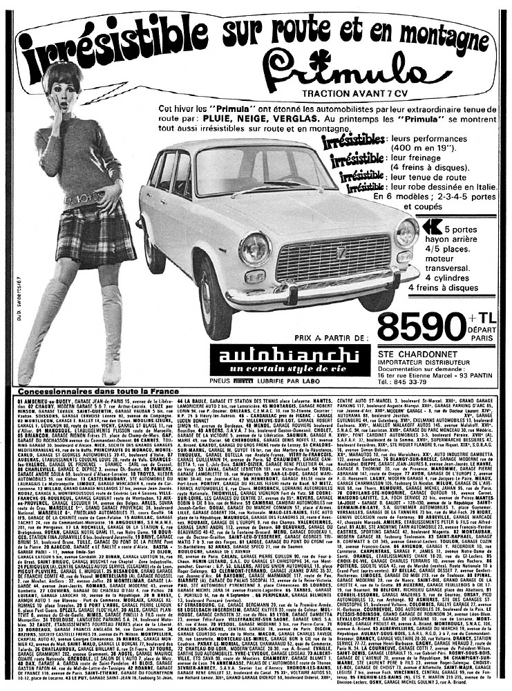 Publicit� Autobianchi 1967
