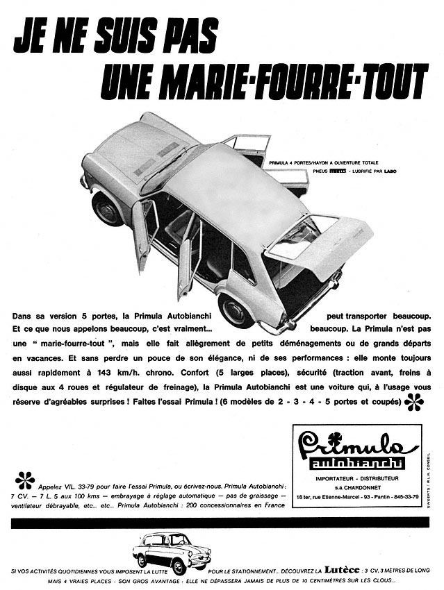 Publicité Autobianchi 1967