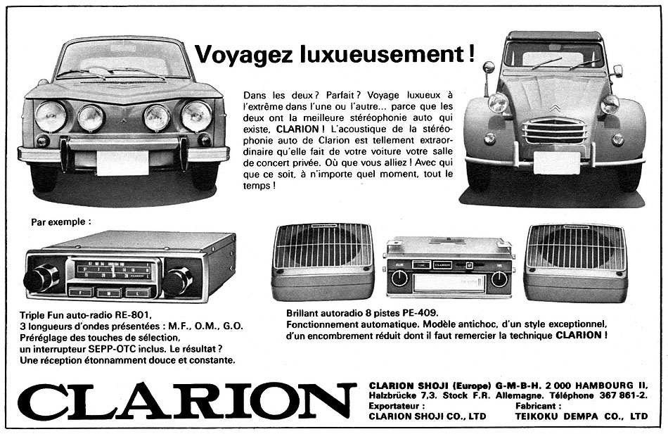 Publicité Clarion 1969