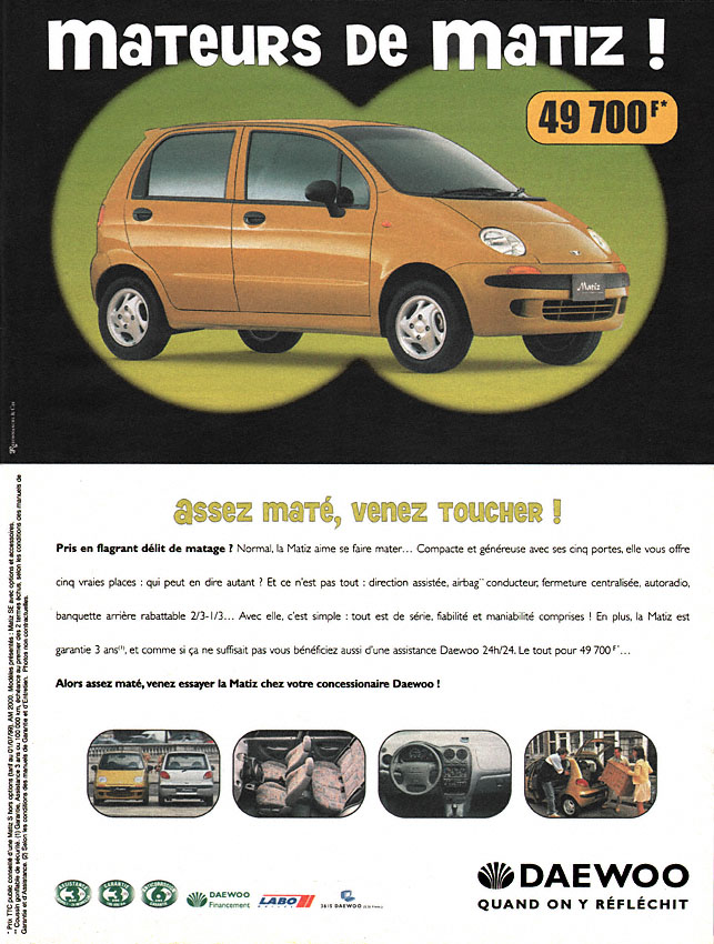 Publicité Daewoo 1999