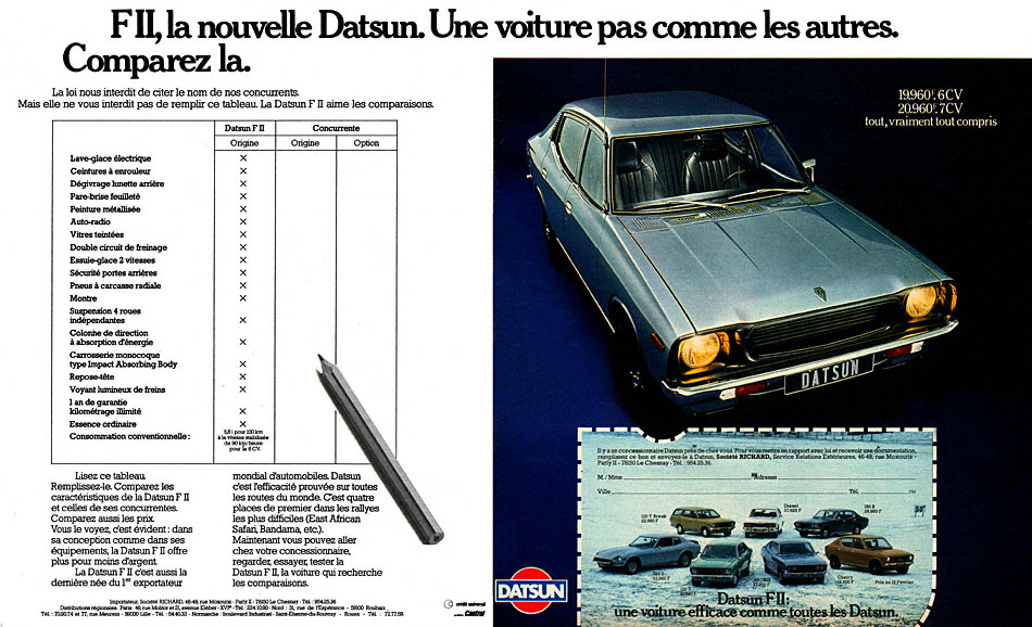 Publicité Datsun 1976