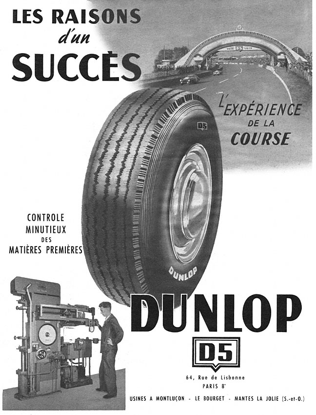 Publicité Dunlop 1953