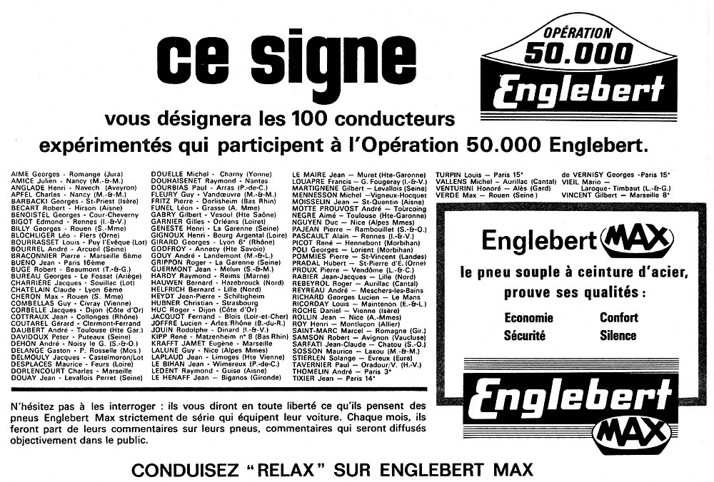 Publicité Englebert 1962