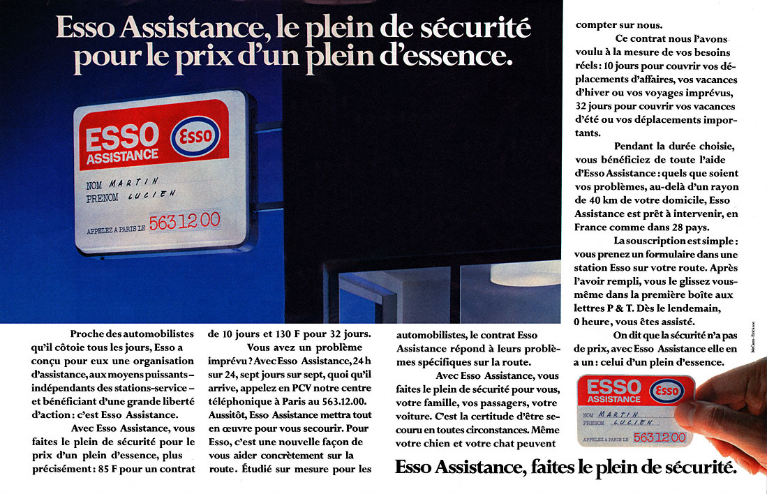 Publicité Esso 1980