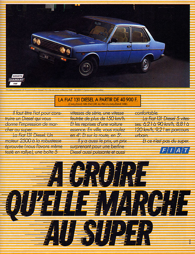 Publicité Fiat 1980