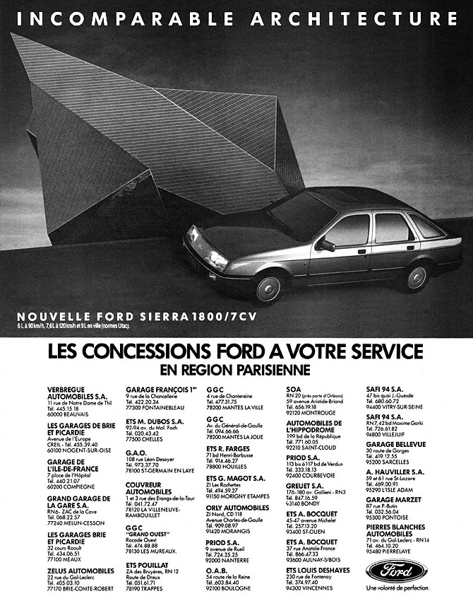 Publicité Ford 1985