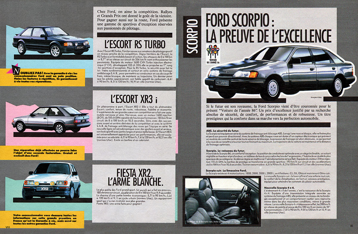 Publicité Ford 1986