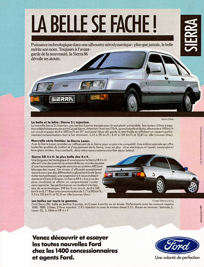 Publicité Ford 1986