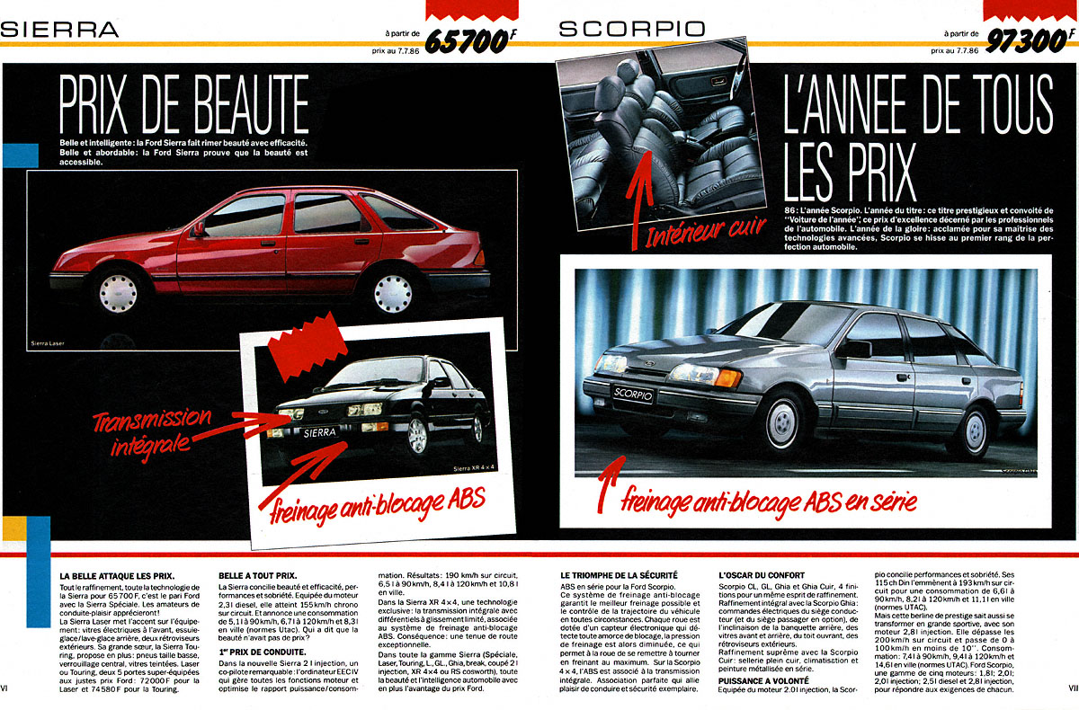 Publicité Ford 1986