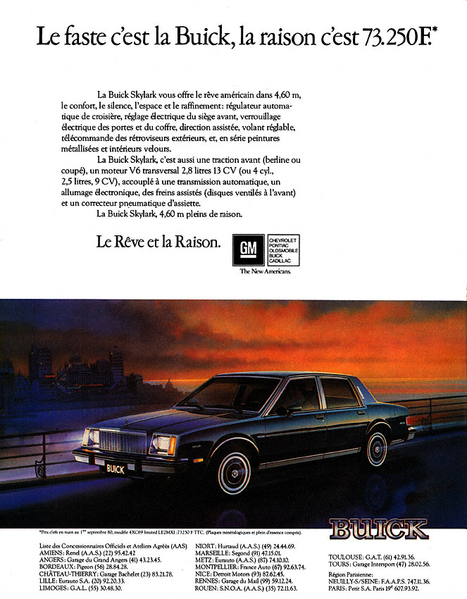 Publicité General Motors 1980