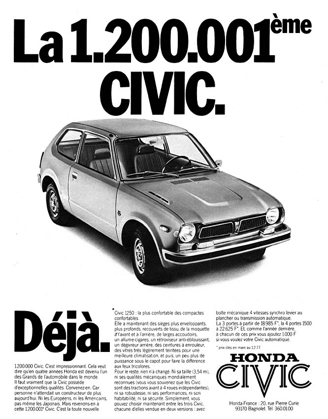 Publicité Honda 1977