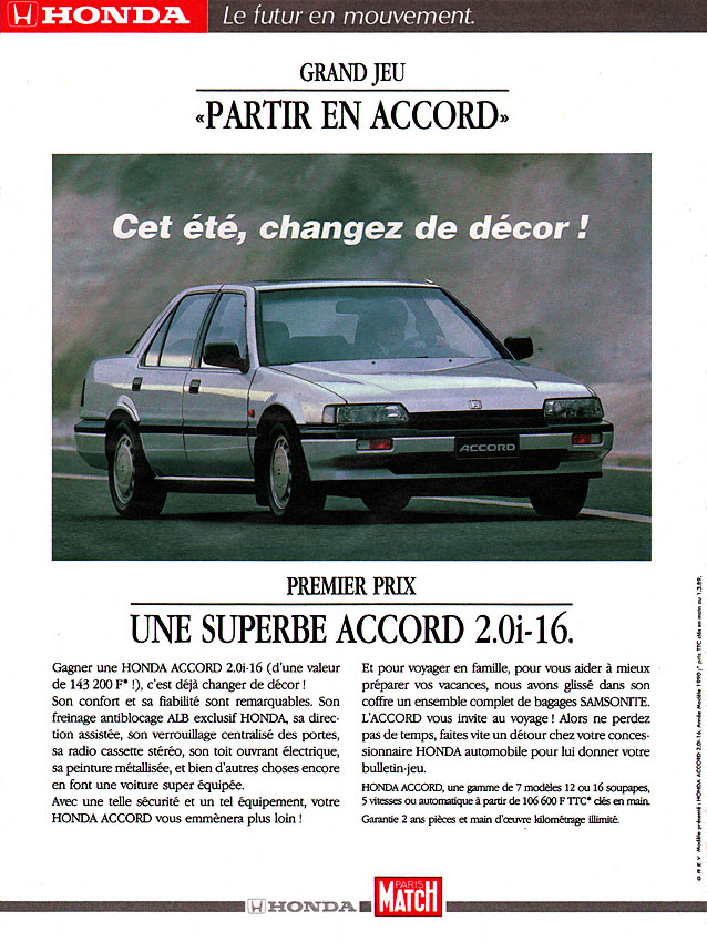 Publicité Honda 1989
