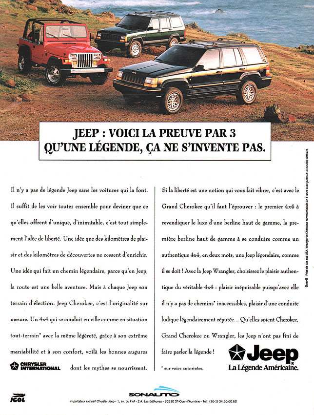 Publicité Jeep 1993