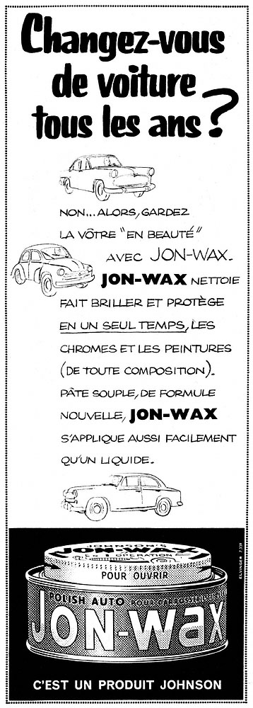 Publicité Jon-Wax 1959