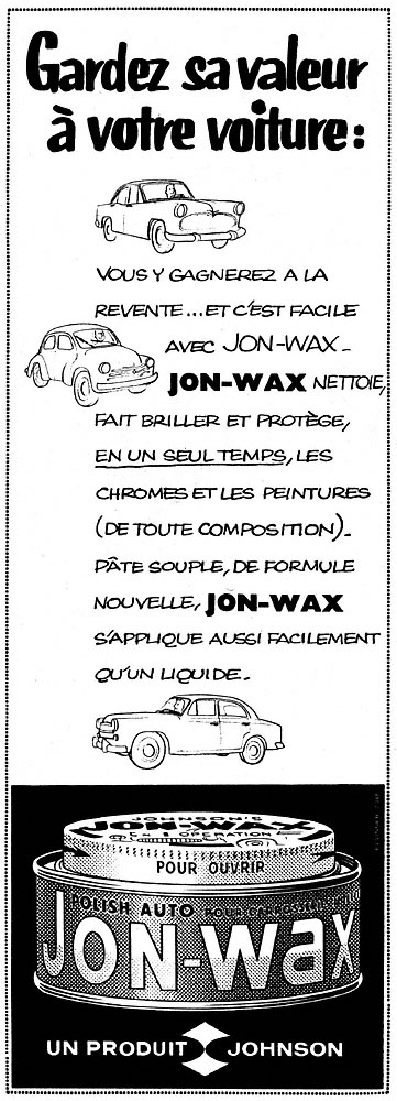 Publicité Jon-Wax 1959