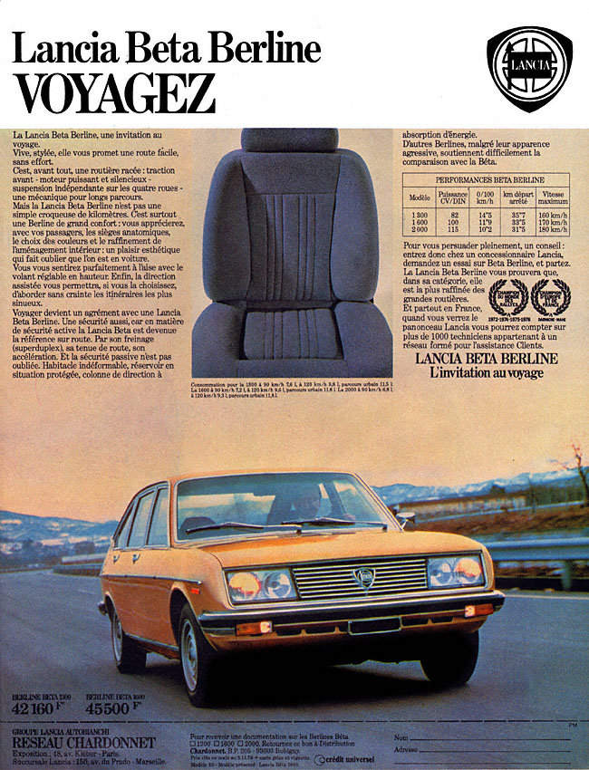 Publicité Lancia 1979