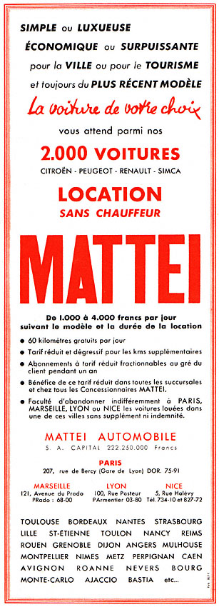 Publicité Mattei 1957