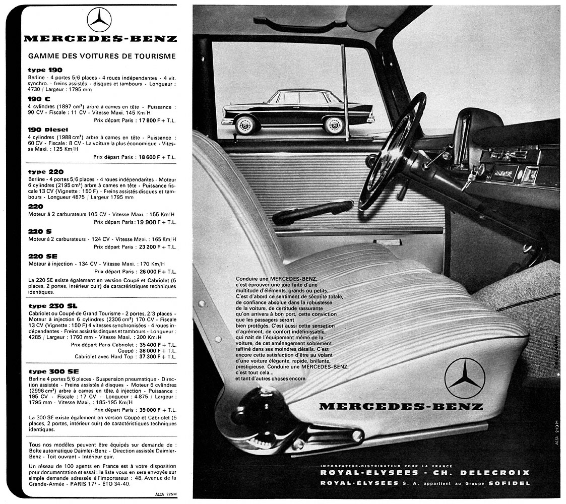Publicit� Mercedes 1965