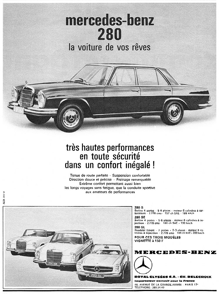 Publicit� Mercedes 1968