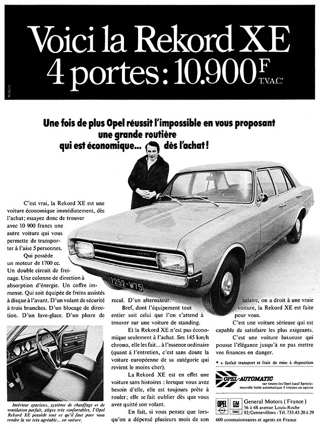 Publicité Opel 1969