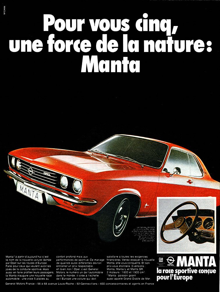 Publicit� Opel 1970