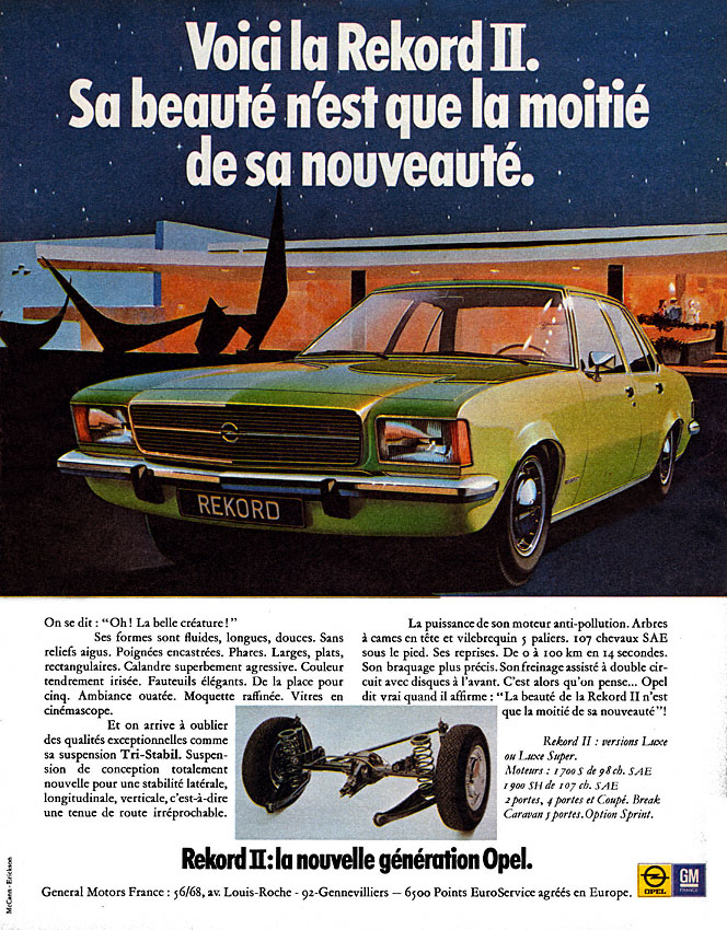 Publicité Opel 1972