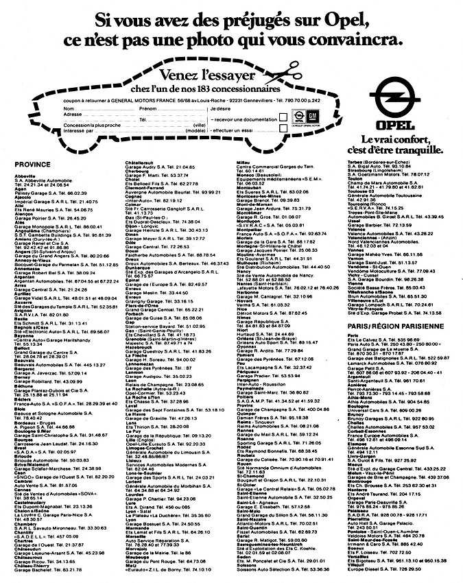 Publicité Opel 1975