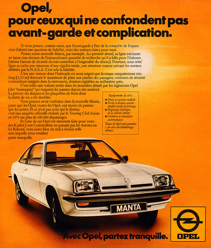 Publicité Opel 1976