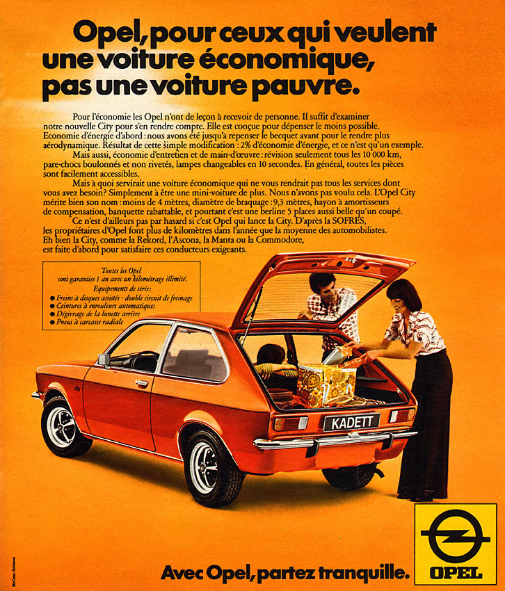 Publicité Opel 1976