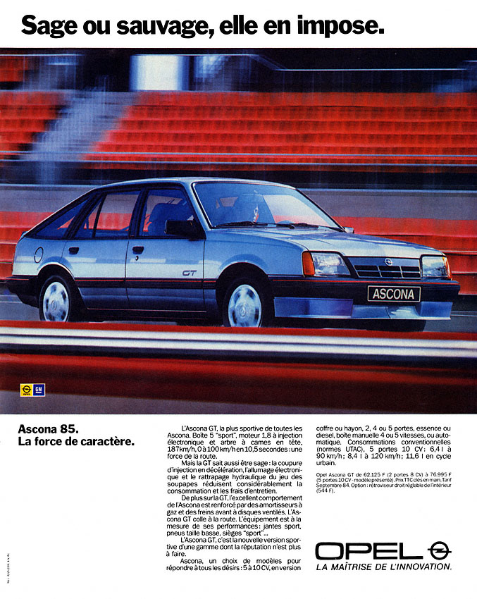 Publicité Opel 1984