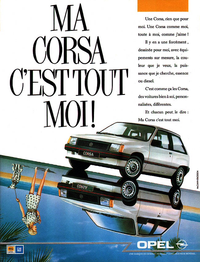 Publicité Opel 1987
