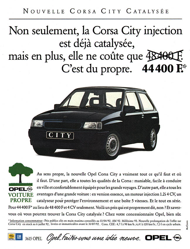 Publicité Opel 1992