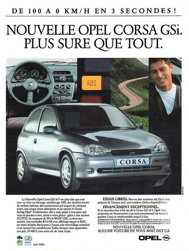 Publicité Opel 1993