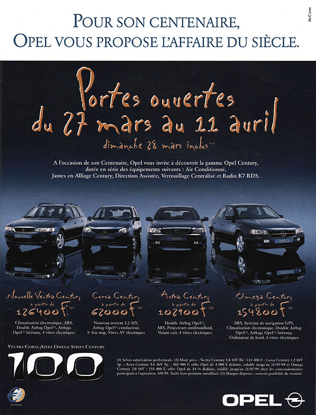 Publicité Opel 1999
