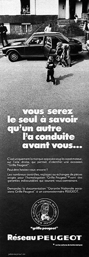 Publicité Peugeot 1971