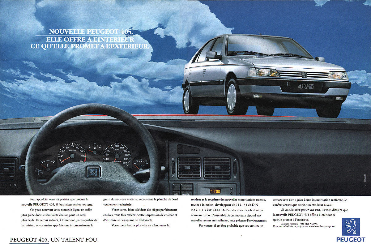 Publicité Peugeot 1992