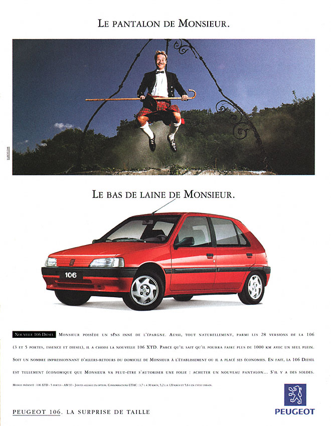 Publicité Peugeot 1992