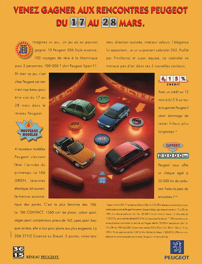 Publicité Peugeot 1994