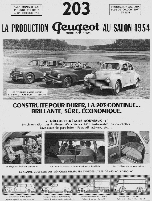 Publicité Peugeot 1954