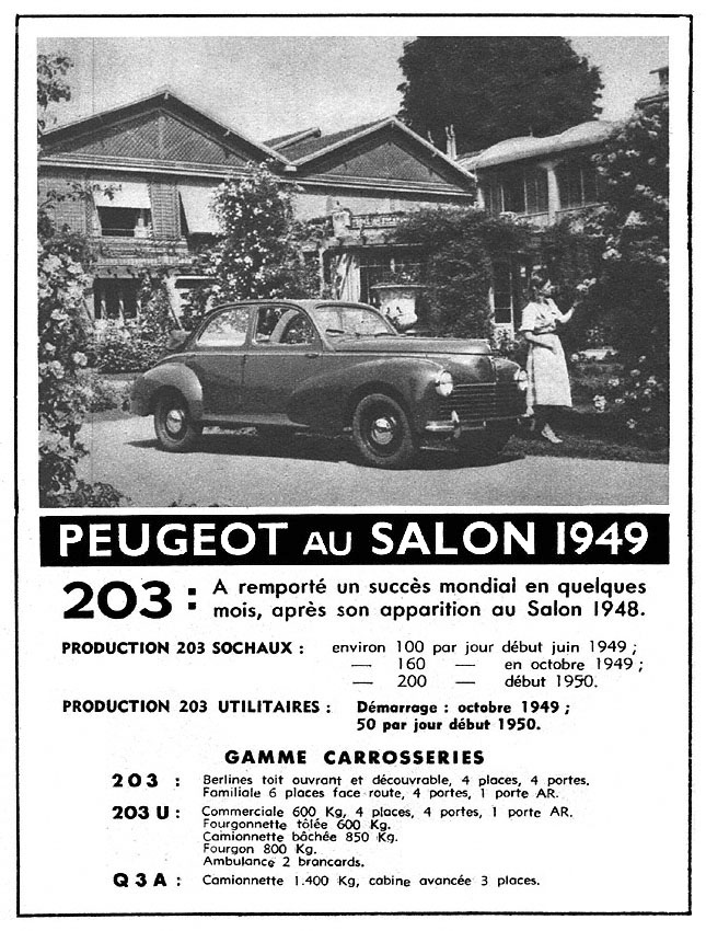 Publicité Peugeot 1949